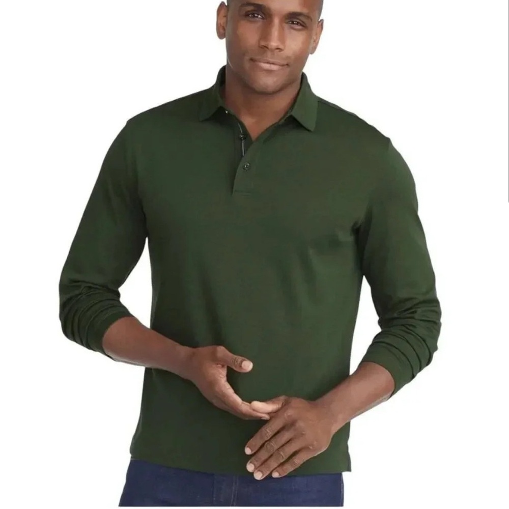 Untuckit Damaschino Khaki Dark
Green Long Sleeve Polo T Shirt 100% Cotton 40251